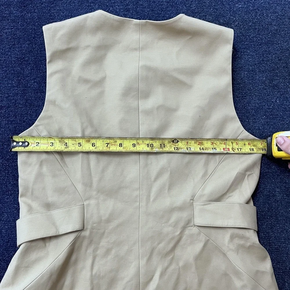 Michael Kors Dress Womens 14 Beige Sleeveless Belted Button Front Gold‎ Detail